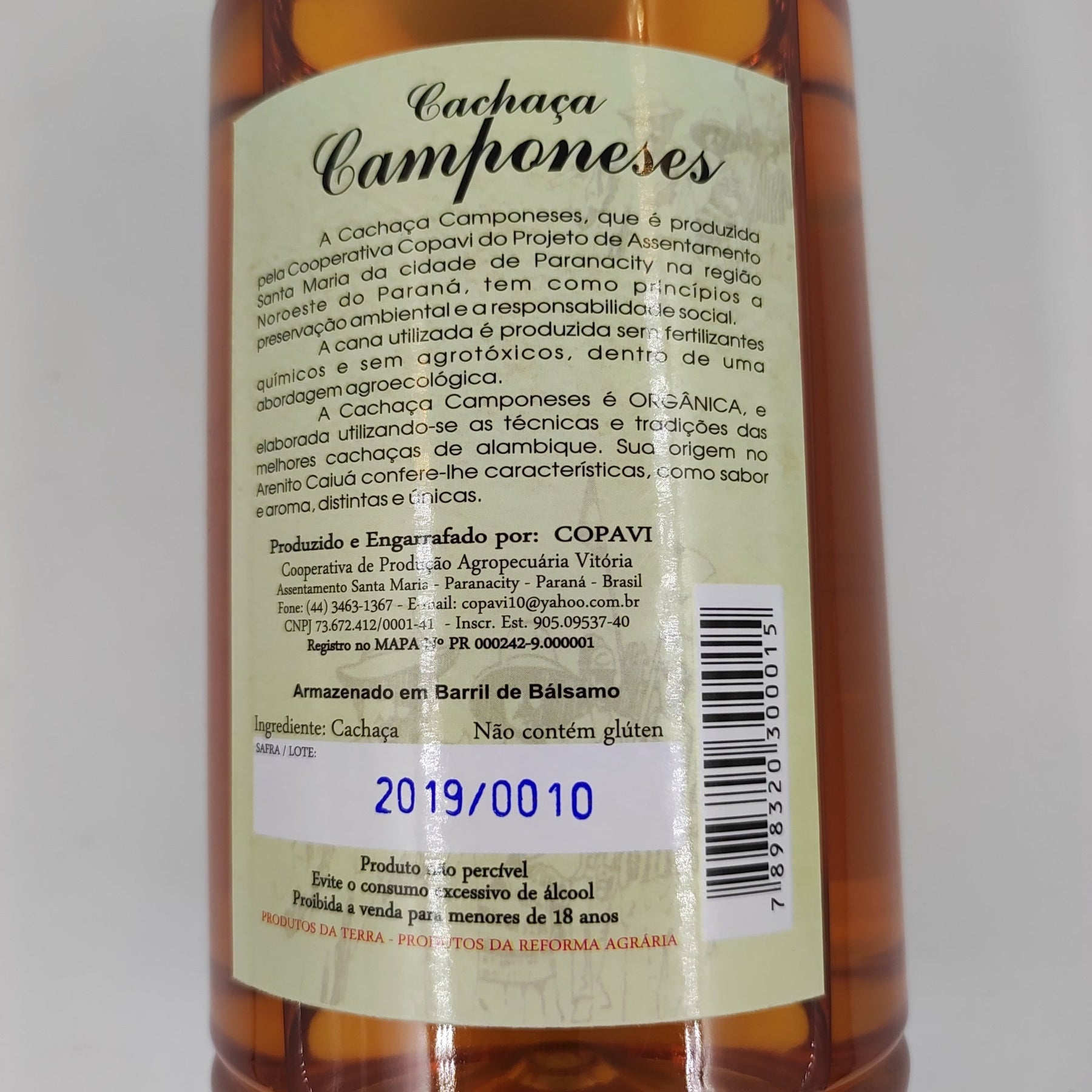 CACHAÇA ORGÂNICA CAMPONESES -  Bálsamo LITRO (garrafa pet)