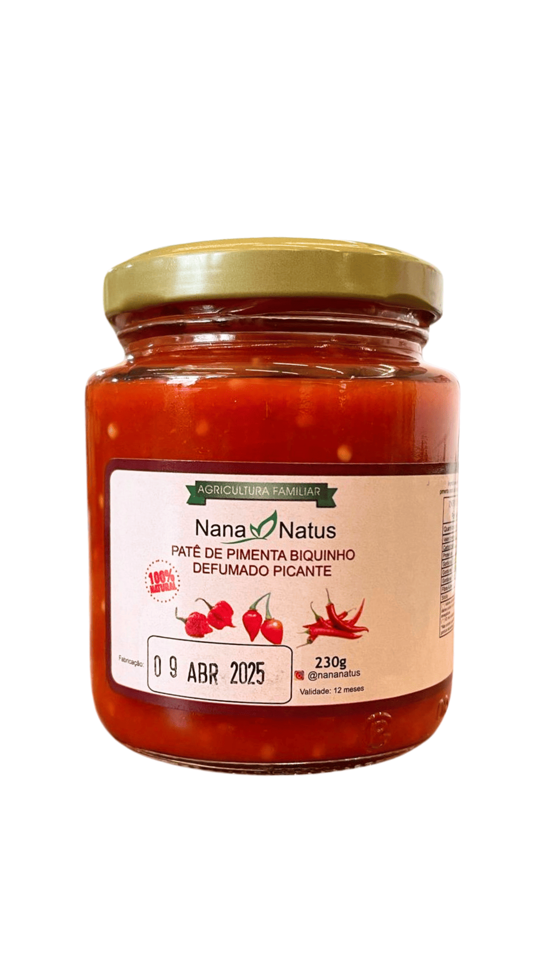 PATÊ DE PIMENTA BIQUINHO DEFUMADO PICANTE NANA NATUS 230G