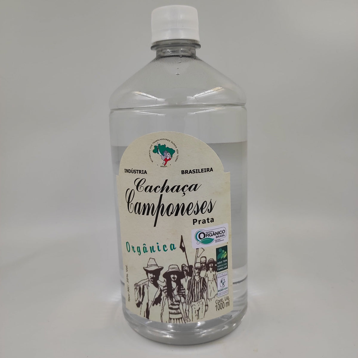 CACHAÇA ORGÂNICA CAMPONESES -  PRATA  1 LITRO (garrafa pet)