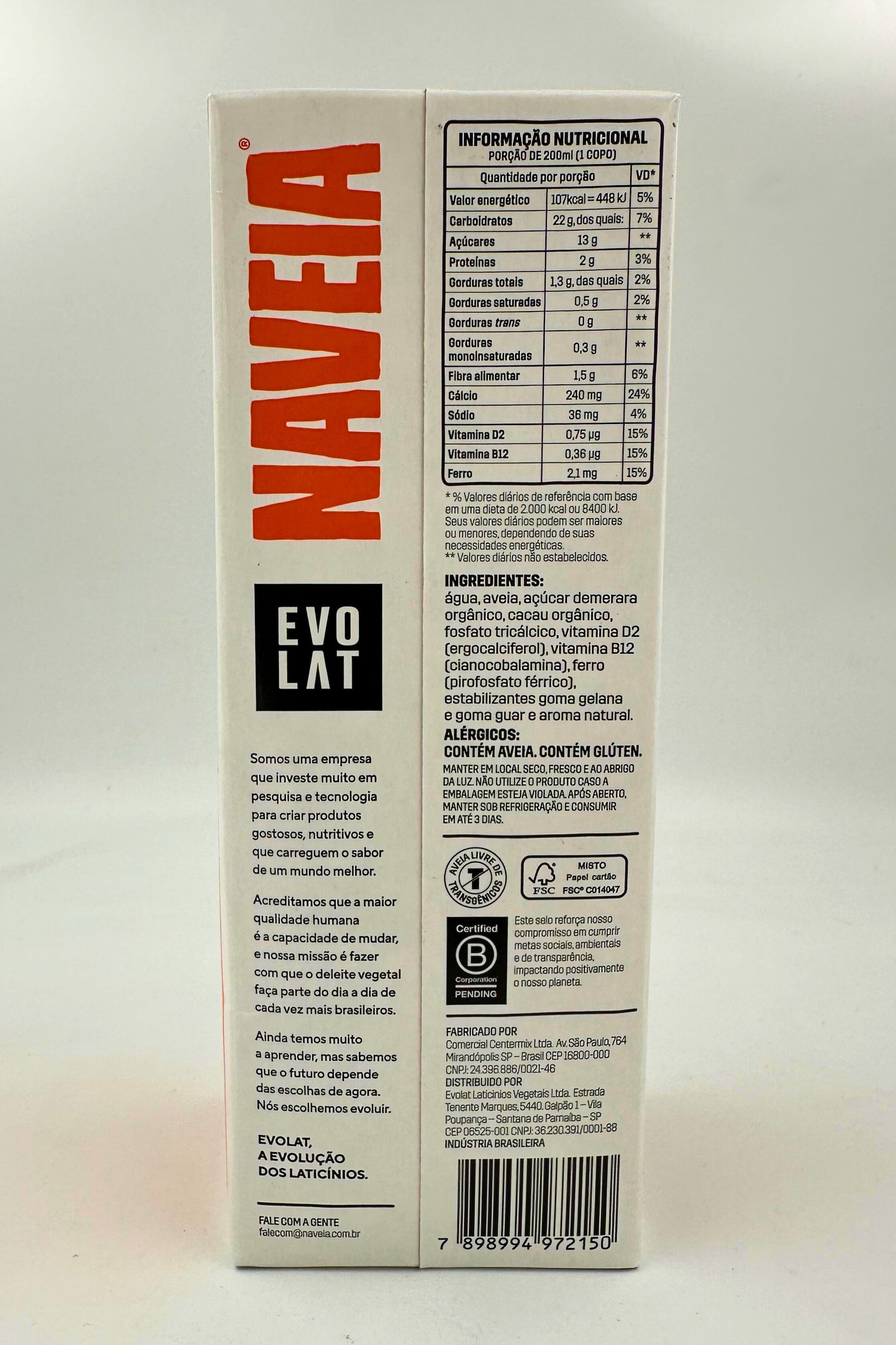 DELEITE VEGETAL DE AVEIA SABOR CHOCOLATE NAVEIA 1L