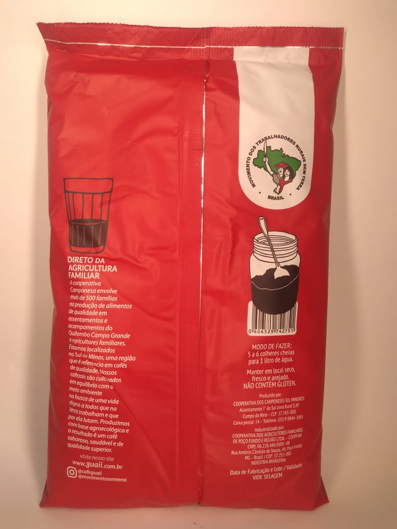 CAFÉ GUAIÍ 100% ARÁBICA SUSTENTÁVEL TORRADO E MOÍDO