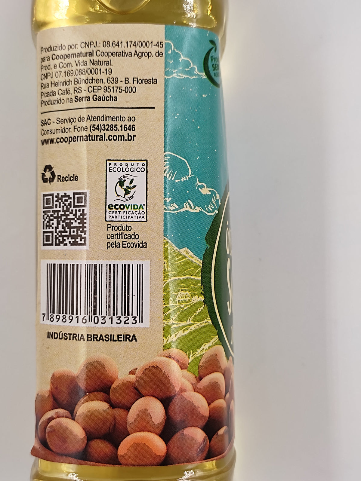 ÓLEO DE SOJA ORGÂNICO COOPERNATURAL 500ml