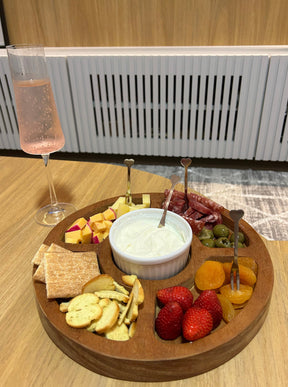 Petisqueira de Madeira Premium com Cerâmica e 4 Garfinhos