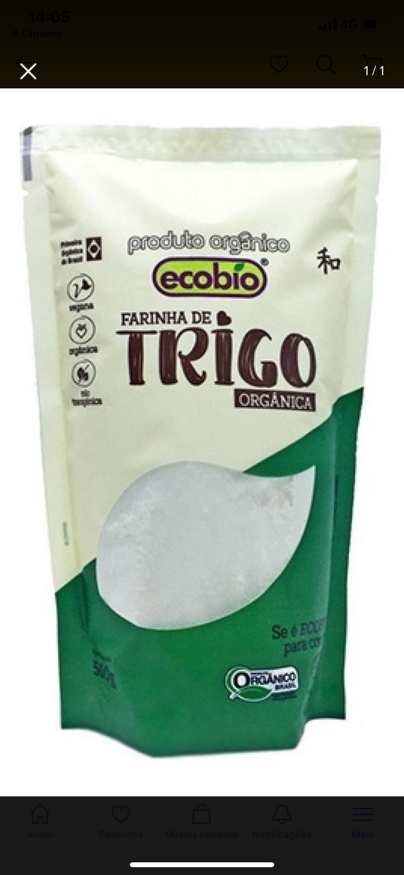 FARINHA DE TRIGO BRANCA ORGÂNICA ECOBIO 500G